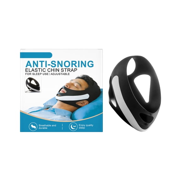 Tuscom Adjustable Anti Snoring Chin Strap for Sleeping 4-Side Device, Elastic Jaw Support Belt for Mouth Breathing, Breathable CPAP Compatible Chin Strap for Men Women (1 Pack)