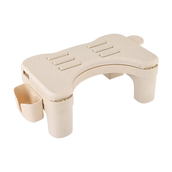 Tuscom Adjustable Footrest with Massage Rollers, 6 Height Adjustable Toilet Step Stool Office Foot Rest, Non-Slip Foot Stool for Bathroom and Desk, Beige