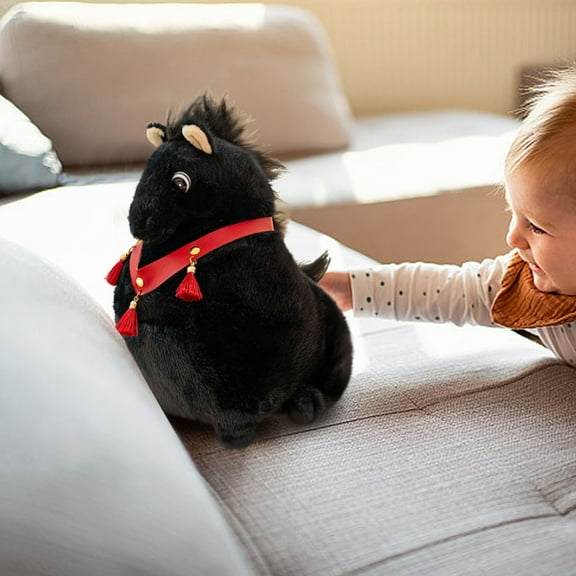 Tuscom Adorable Horse Plush Toy, Year of the Horse Mascot Stuffed Animal, Soft Cuddly Horse Doll Gift for Teens, Decorative Plushie for Home or Party Ornament
