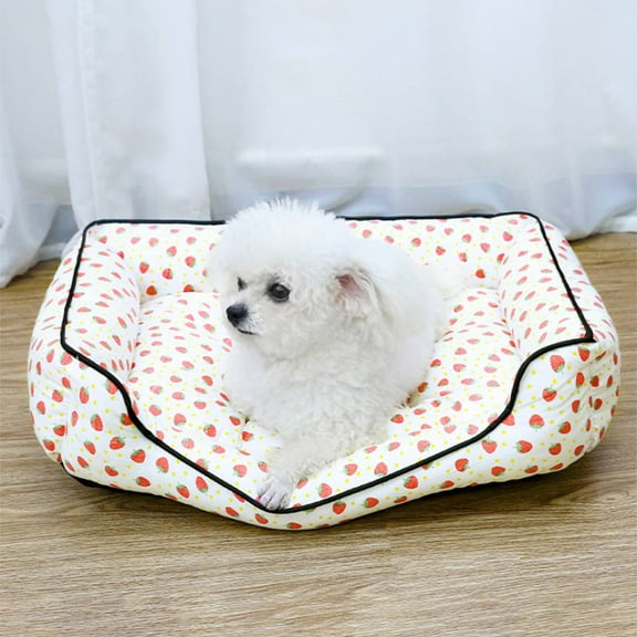 Tuscom All-Season Orthopedic Pet Bed for Small & Medium Dogs & Cats - Soft Cotton Washable, Non-Slip Bottom, Supportive Cushion for Puppy Kitten & Senior Pets, 19.6x13.7in