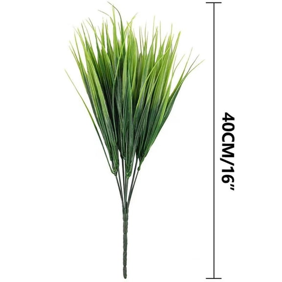 Tuscom Artificial Grass Bushes 18 Bundles 16 Inch, UV Resistant Fake Plants Outdoor for Patio Garden Window Box Front Porch Home Decor, No Maintenance Plastic Shrubs