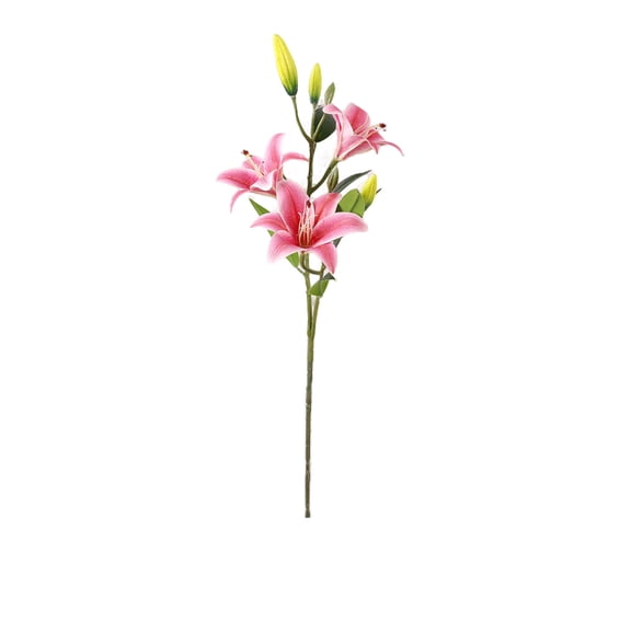 Tuscom Artificial Lily Flower 31 Inch Real Touch Tall Faux Stem for Vase Home Wedding Decor Outdoor Weather Resistant Hot Pink