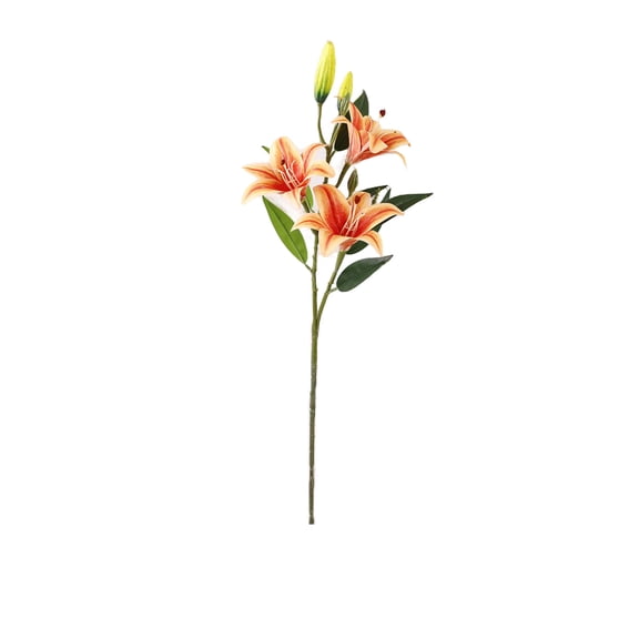 Tuscom Artificial Lily Flower 31 Inch Real Touch Tall Faux Stem for Vase Home Wedding Decor Outdoor Weather Resistant Orange