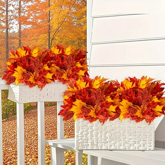 Tuscom Artificial Maple Leaf Stems, 16.14in Realistic Fall Maple Branches for Autumn Thanksgiving Halloween Home Decor, Table Centerpiece, Office, Seasonal Party Decoration