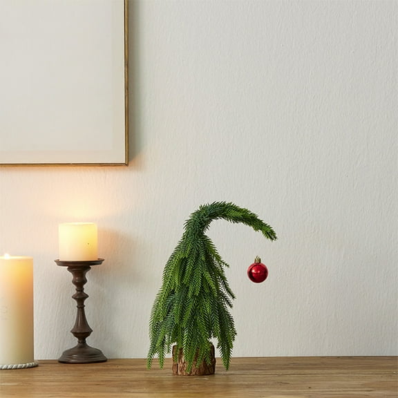 Tuscom Artificial Mini Christmas Tree for Tabletop, Small Fake Christmas Tree Desktop Decor, Green Plastic Holiday Tree, Festive Home Office Decoration for Holidays and Gift Giving