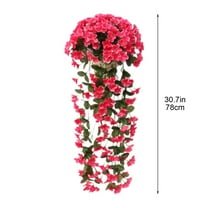 Tuscom Artificial Violet Hanging Basket Fake Faux Rattan Flowers Fake Plants for Outdoor Garden Decor Wall Wedding Home Decor Maintenance Free Artificial Greenery