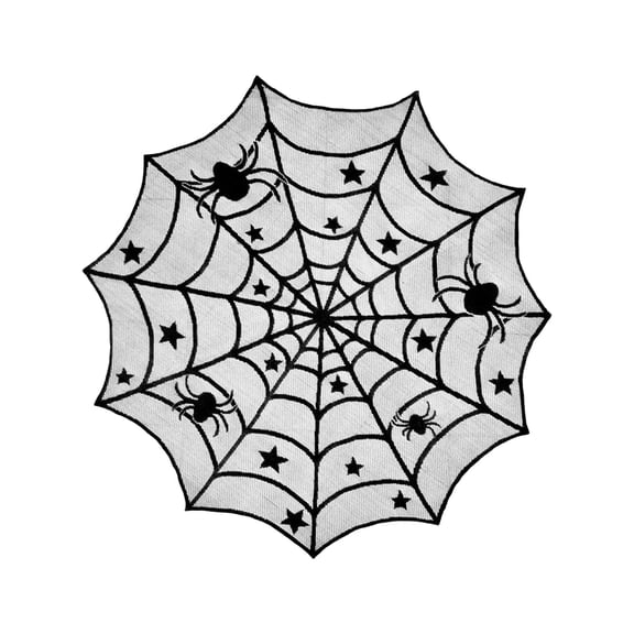 Tuscom Black Lace Halloween Tablecloth – Round Spider Web Table Cover 40 Inch, Gothic Decor for Dining Table, Spooky Party Supplies for , Polyester Cloth for Indoor Outdoor Decoration