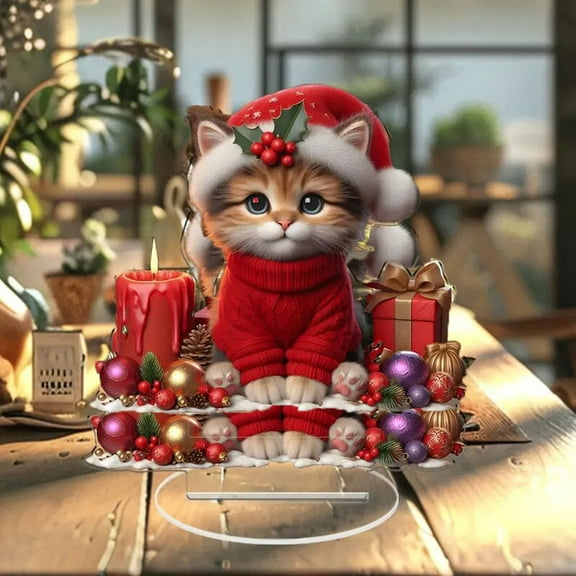 Tuscom Christmas Nativity Scene Desktop Decor for Office & Home, Festive Holiday Tabletop Nativity Set, Cute Cat-Themed Christmas Ornaments for Seasonal Decorations