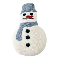 Tuscom Christmas Snowman Pillow with Blue Hat and Scarf, Irregular Shaped Holiday Decorative Throw Pillow for Couch, Bed, Sofa Festive Home Decor, Soft Plush Snowman Accent Pillow