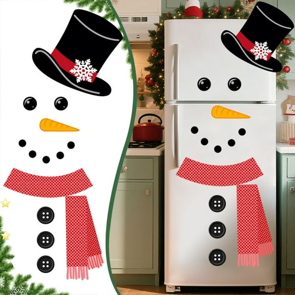 Tuscom Christmas Snowman Wall Decals Stickers, Festive Holiday Decor for Windows, Fridge, Doors with Self-Adhesive for Easy Decoration