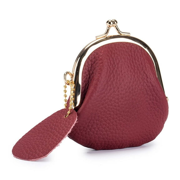 Tuscom Coin Purse for Women - Vintage Mini Wallet with Clip, Small Cowhide Coin Holder, Compact Pocket Storage Bag for Change, Makeup, Travel Essentials