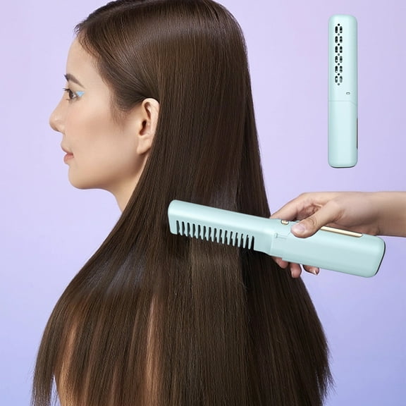 Tuscom Cordless Hair Straightener Brush, Rechargeable 2-in-1 Mini Straightening Comb for Women & Men, Travel-Friendly USB Hot Comb