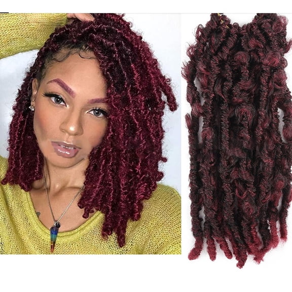 Tuscom Crochet Hair Faux Locs with Distressed Bow - Pre Looped Soft Synthetic Braids for Women, Messy Protective Hairstyle, 13.77in