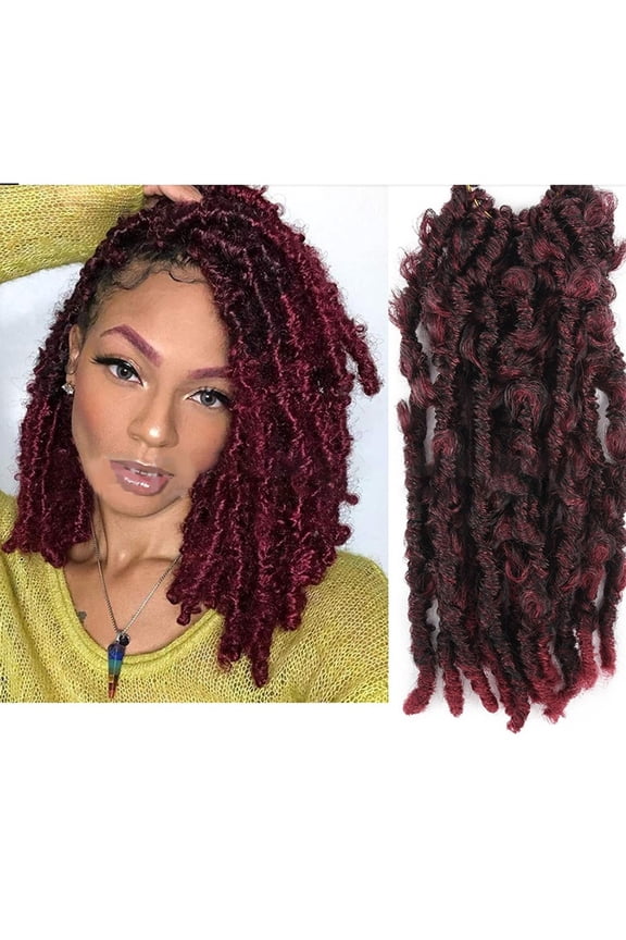 Crochet Hair Faux Locs with Distressed Bow - Pre Looped Soft Synthetic Braids for Women, Messy Protective Hairstyle, 13.77in