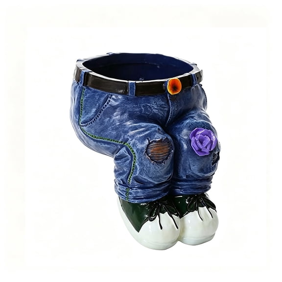 Tuscom Cute Resin Planter Alien Denim Pants Shape Flower Pot Novelty Plant Container Decorative Pot for Indoor Plants Desk Home Office Garden Decor