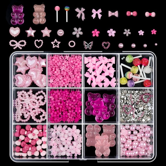 Tuscom DIY Nail Art Kit with Pearl Ribbon & Decorative Stickers – 100+ Nail Accessories for Manicure, Crafts, Gift Wrapping, Wedding, Christmas Decor