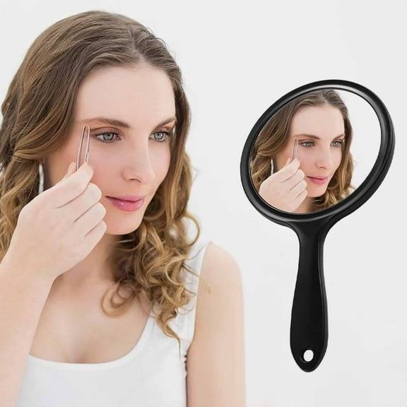 Tuscom Double-Sided Makeup Mirror with Handle - 1X/5X Magnifying & Flat Mirror for Travel, Bathroom, Vanity - Lightweight ABS Plastic, Hanging Hole, Ideal for Women's Grooming