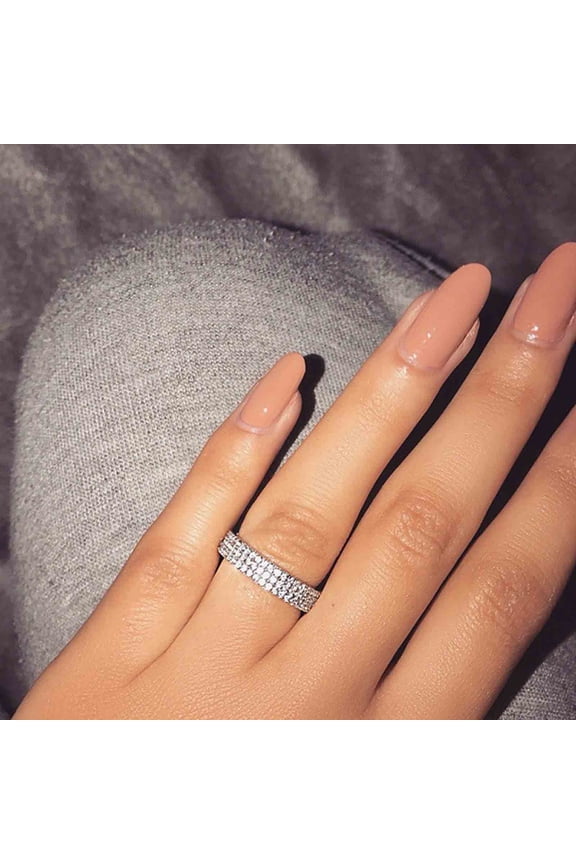 Elegant Diamond Ring for Women - Stainless Steel Band with Sparkling Inlaid Diamonds, Hypoallergenic & Tarnish-Free, Perfect Gift for Wedding, Anniversary, Valentine's Day