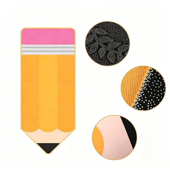 Tuscom Entryway Door Mat for Teens, Fun Pencil Crayon Shape, Pink Absorbent Non-Slip Polyester Floor Mat for Teens Room Classroom Nursery Bathroom, 19.7x31.5 in