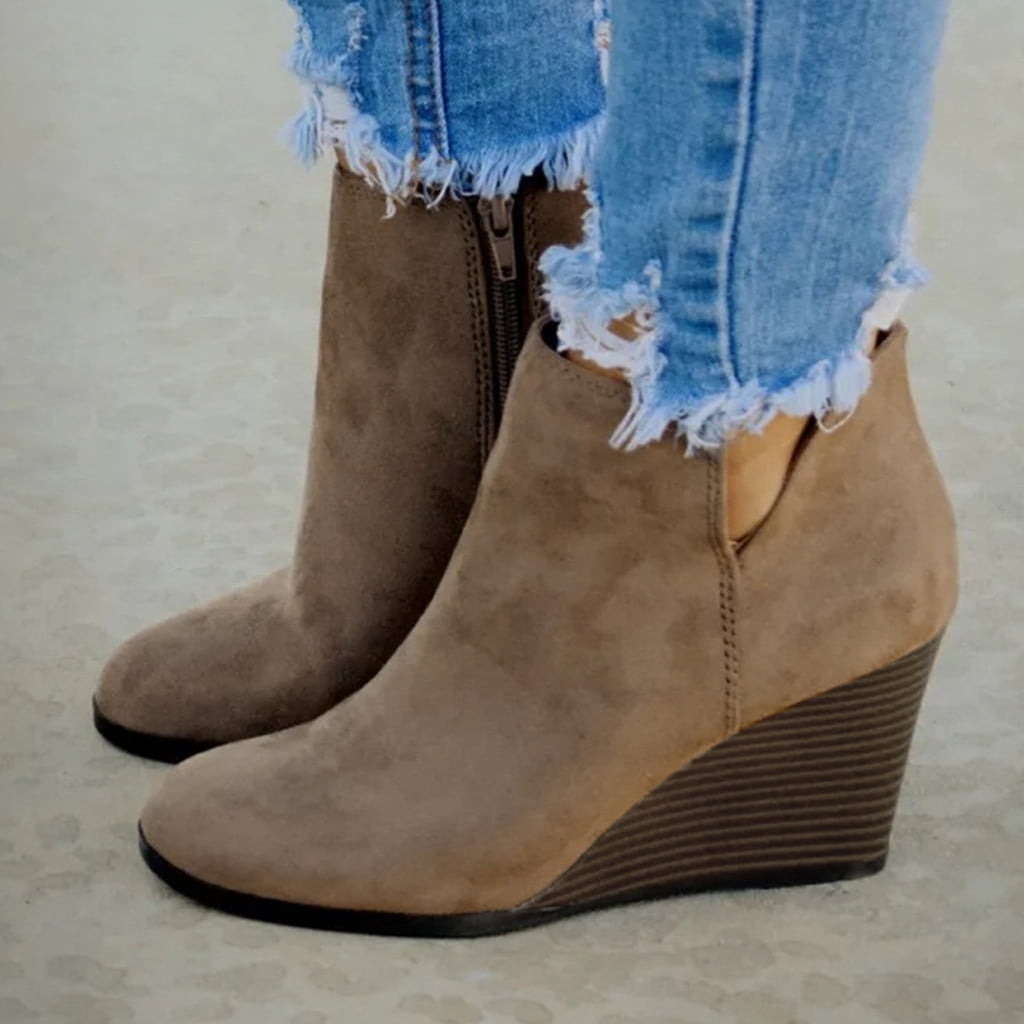 suede wedges booties