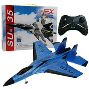 Tuscom Flying Bear Su-35 Remote Control Airplane, RC Foam Glider Fighter Jet Toy Plane for Teens and Adults, Ready to Fly with LED Lights, Easy Outdoor Flying Toy