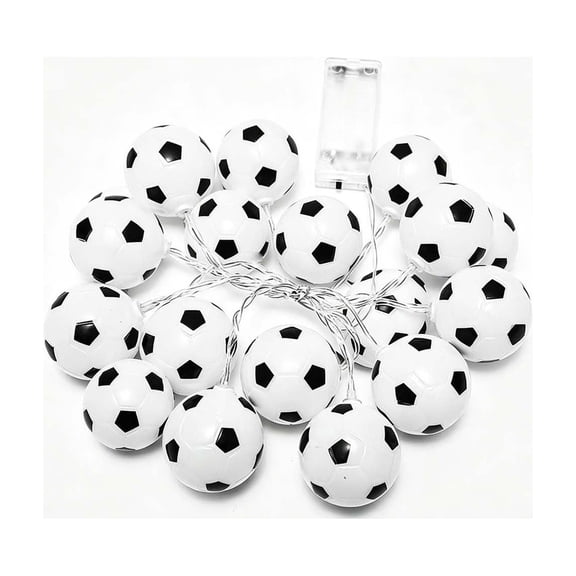 Tuscom Football String Lights 9.8 Ft 20 LED, Battery Operated Soccer Ball String Lights with Steady/Flash Modes, Waterproof Sports Theme Decor for Bedroom Man Cave Watch Party & Patio