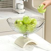 Tuscom Fruit and Vegetable Tray with Drainer Basket & Detachable Base - Elegant Plastic Snack Plate for Home Decor, Party, Countertop, Clear Snack Tray