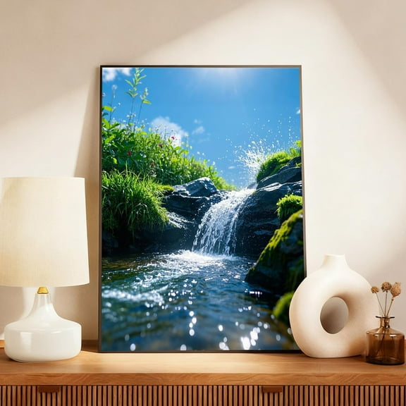 Tuscom Green Landscape Wall Art Canvas Print, Natural Scenery Fabric Poster for Living Room Bedroom Decor, Modern HD Nature Picture for Home Office Wall Decoration, 15.74*11.81in
