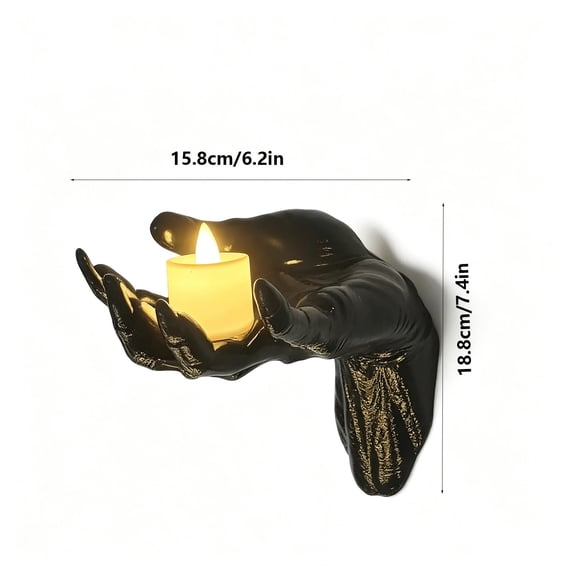 Tuscom Halloween Creepy Devil Hand Wall Sconce with LED Candle – Gothic Floating Witch Hands Candle Holder, Horror Wall Mounted Sculpture Prop for , Scary Decor for Party