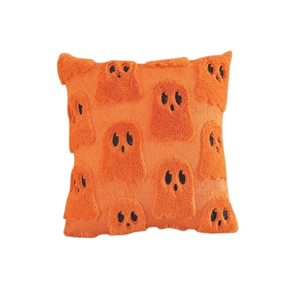 Tuscom Halloween Ghost Pillow Cover – Cutting Velvet Cushion Case, 18" Square, Hidden Zipper, Cream/Beige Ghost Sofa & Bed Accent