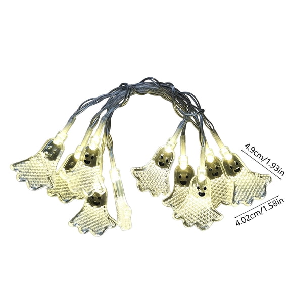 Tuscom Halloween Ghost String Lights – Battery Operated LED, Tulle Skirt 3D Ghost Lights, 4.9 Ft 10-Light Set for Mantel, Fireplace, Porch & Party, 2×AA