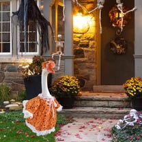 Tuscom Halloween Goose Costume for Big White Geese - Blue Pumpkin Print Decorative Clothes for Garden Goose Figurines, Polyester Outdoor Holiday Decor, Ideal for Festive Gift Giving