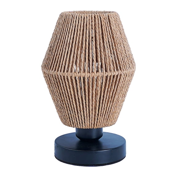 Tuscom Hand Woven Hemp Rope Table Lamp Boho Desk Lamp Warm Glow Rustic Bedside Nightstand Light for Living Room Farmhouse Beige