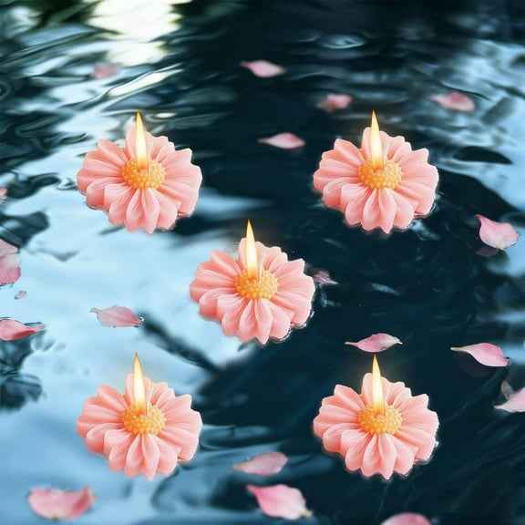 Tuscom Handmade Floating Flower Candles, Scented Soy Wax Tea Light Candles for Party Decor, Gender Reveal, Wedding, Baby Shower, Set of 2, Ideal Holiday Gift