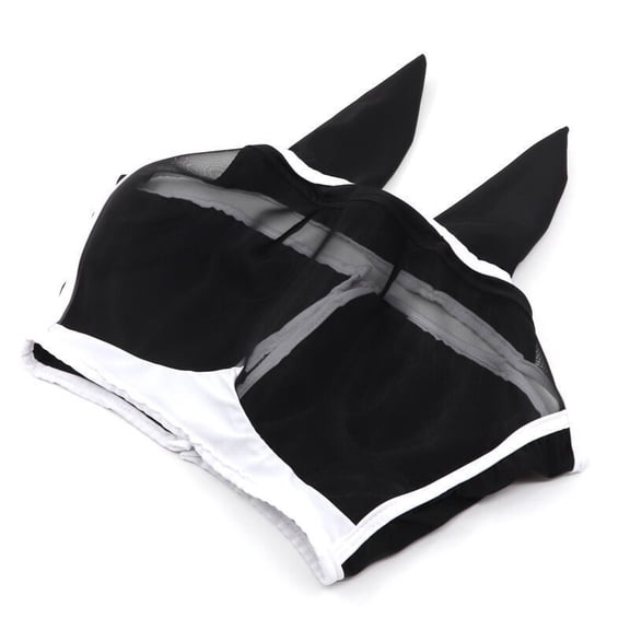 Tuscom Horse Fly Mask with Ears, Breathable Mesh UV Protection Face Mask for Turnout Grazing, Secure Closure for Ponies and Warmbloods