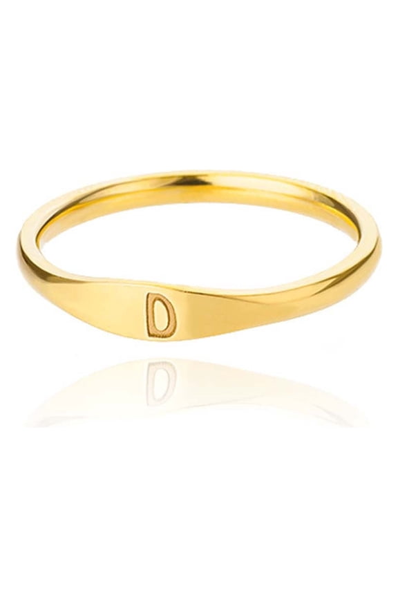 Initial Letter Ring for Women - 26 Alphabet Stackable Stainless Steel Rings, Personalized Name Initials Jewelry Gift for Her, Hypoallergenic 2mm Thin Band