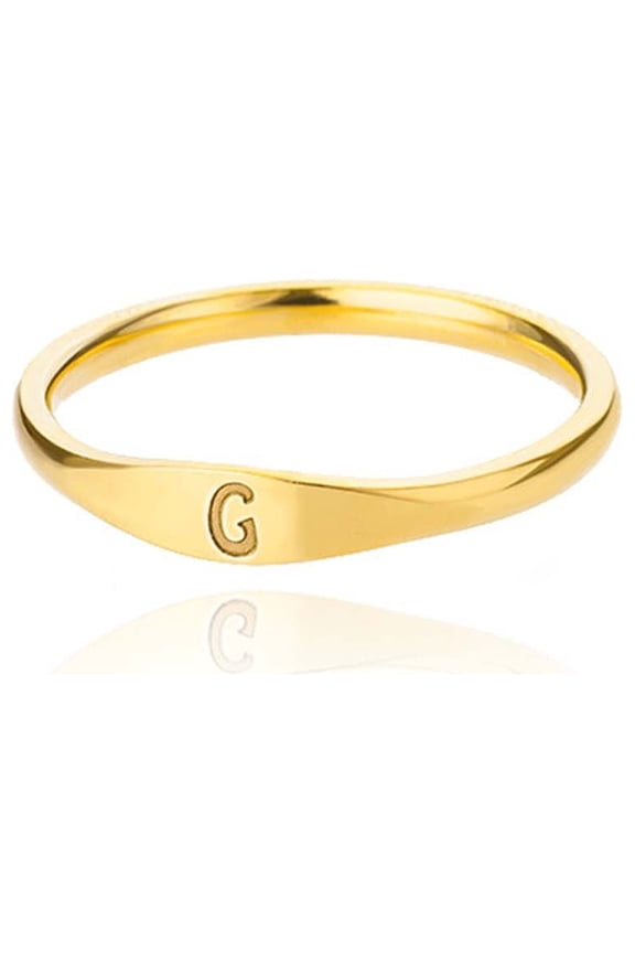 Initial Letter Ring for Women - 26 Alphabet Stackable Stainless Steel Rings, Personalized Name Initials Jewelry Gift for Her, Hypoallergenic 2mm Thin Band