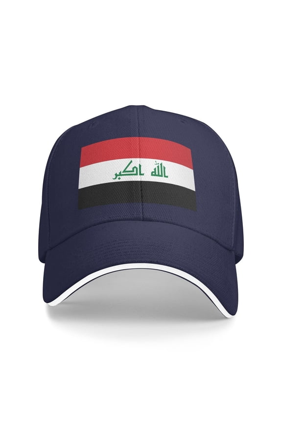 Iraq Iraqi Flag Adjustable Baseball Cap for Men Women Breathable Sun Protection Hat Outdoor Travel Dad Hat,Dark Blue