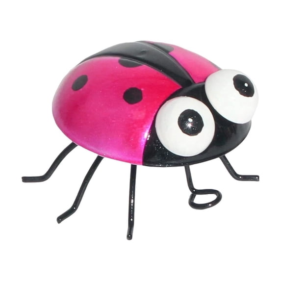 Tuscom Iron Ladybug Garden Decoration 2.76 Inch, Gold Beetle Outdoor Wall Hanging for Courtyard Balcony Fence Tree, Metal Insect Ornament