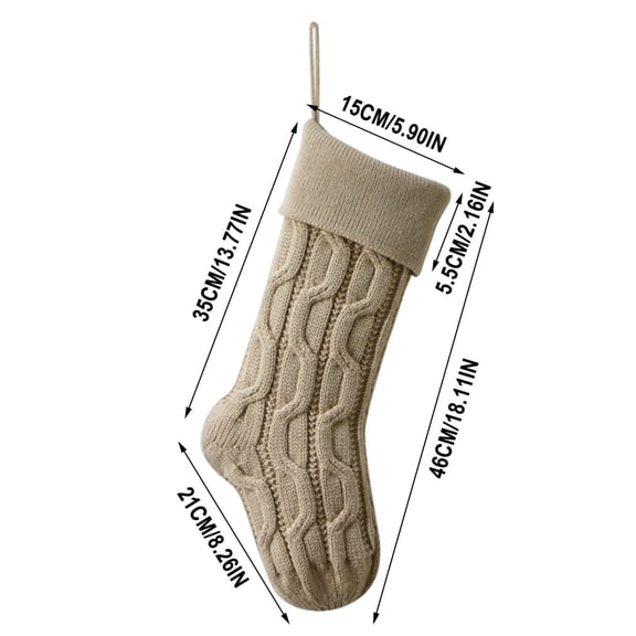 Tuscom Knitted Acrylic Christmas Stocking Candy Bag Double-Sided Twists 8-Character Narrow Design Hanging Gift Pouch for Holiday Cards, Small Gifts, and Festive Home Decor