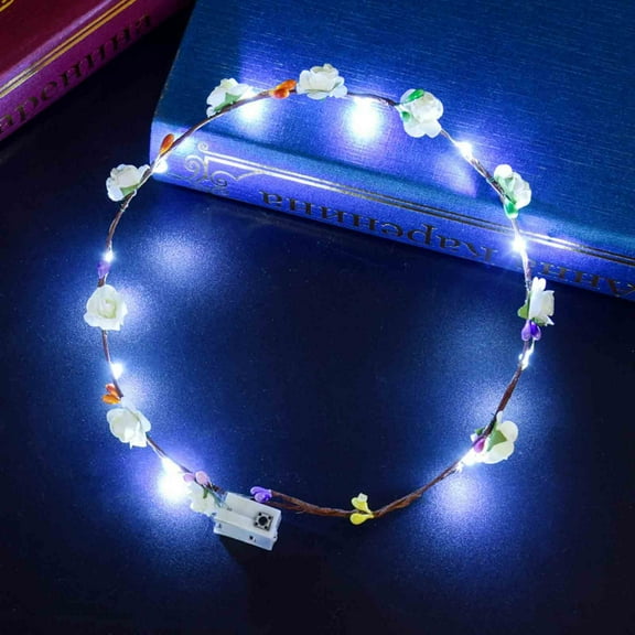 Tuscom LED Flower Light Headbands for Women, Floral Crown Wedding Party Accessories, Battery-Powered Glowing Corolla for Concerts, Birthday, Outdoor Events