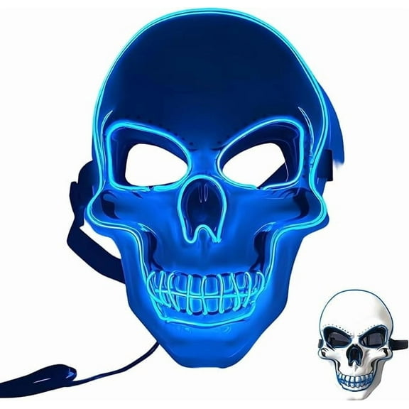 Tuscom LED Halloween Mask with Lights, Glow Skull Mask for Adults and Teens, Scary Costume Accessory for Horror Parties, Cosplay, Trick or Treat, Halloween Festival Events