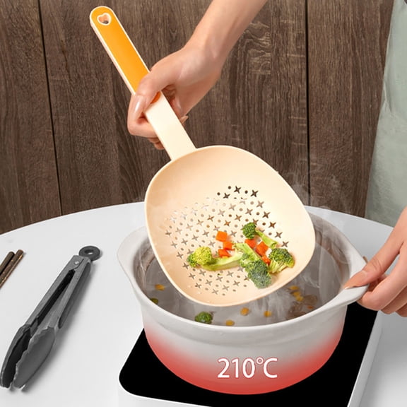 Tuscom Large Plastic Colander for Kitchen, 14.37in Strainer with Long Heat-Resistant Handle, Perfect for Draining Pasta, Noodles & Dumplings, Food-Grade, Durable & Lightweight