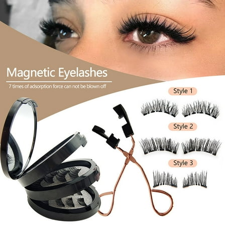 Tuscom Magnetic Eyelashes No Glue Needed, 3D Natural False Eyelashes Set with 8 Lashes & 2 Clips, for Daily/Wedding/Party