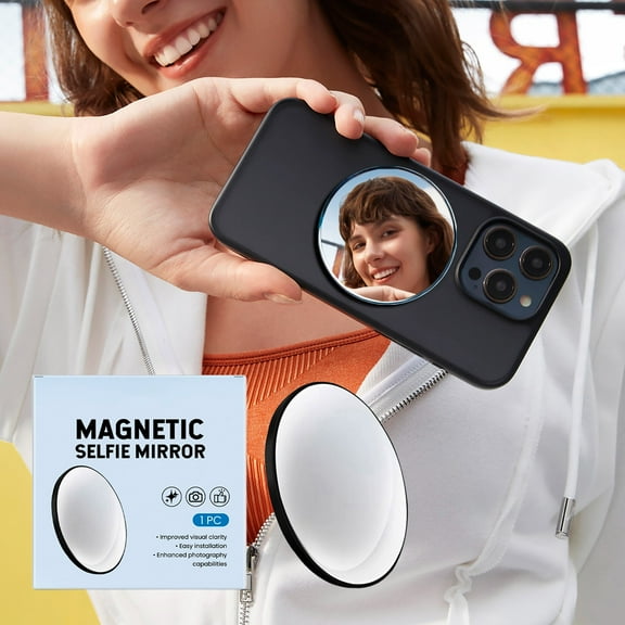 Tuscom Magnetic Selfie Mirror for Phone - Aluminum Alloy Phone Camera Assist with HD Convex Mirror, Portable Anti-Slip Design for Travel, Beauty & Group Photos