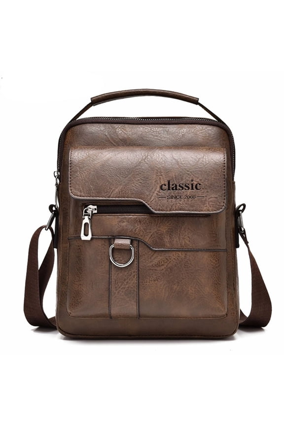 Men's Vintage Leather Crossbody Bag Shoulder Messenger Satchel with Adjustable Strap, Multiple Pockets for Phone, Wallet, Tablet, Business Casual Purse for Work, Travel, Gift for Dad