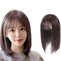Tuscom Natural-Looking Soft Realistic Bangs Hair Topper Wig, Brown, 1 Count