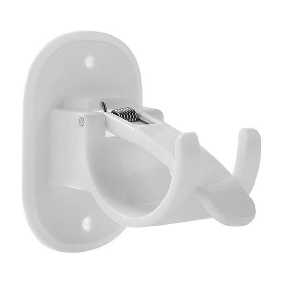 Tuscom No-Drill Curtain Rod Hook, Adhesive Spring Tension Towel Rod Holder Bracket for Window Drapes, No Screws Needed, Fits Rods up to 1.57 Inch, White (2-Pack)