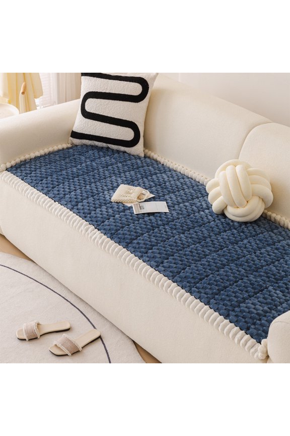 Non-Slip Corduroy Sofa Cushion Cover, Plush Fleece Reversible Bench Pad, Soft Sofa Protector for Living Room, 2.29*4.92ft