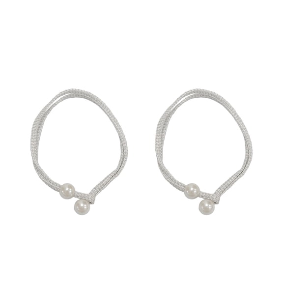 Tuscom Pearl Curtain Tiebacks 2 Pack Adjustable Non Elastic Woven Cord Drape Holdbacks for Sheer Blackout Curtains Living Room Bedroom Decor White